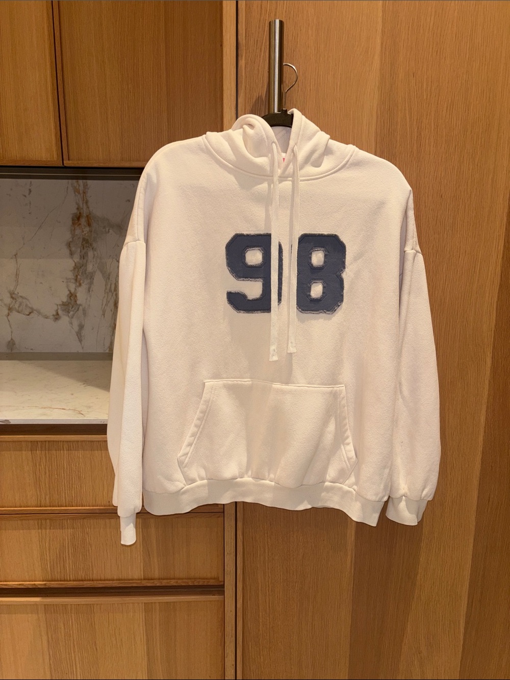 Edikted Cream Hoodie with Blue '98 Graphic